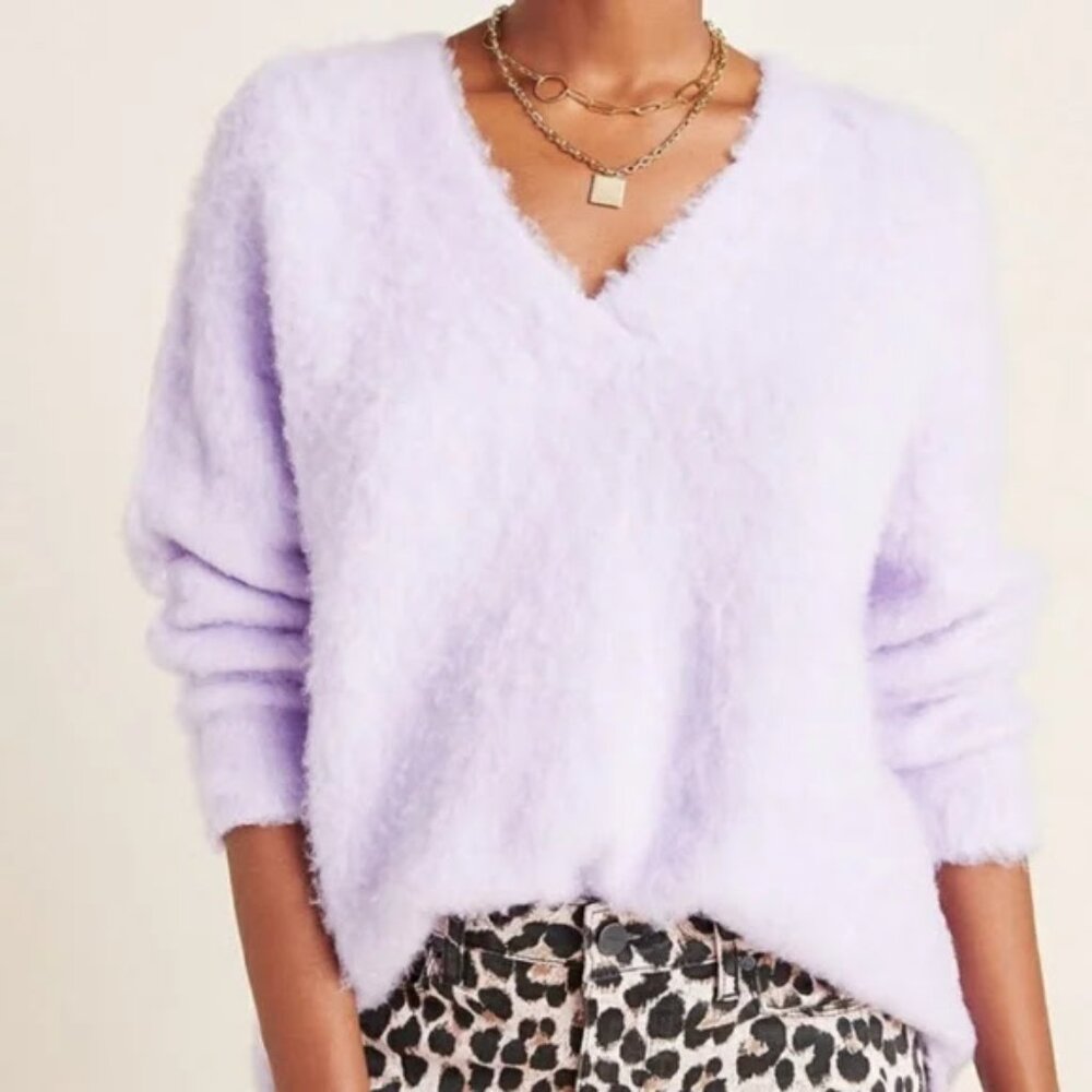 Anthropologie Women's Sweater Small Purple Simone Lavender Wool Alpaca Blend